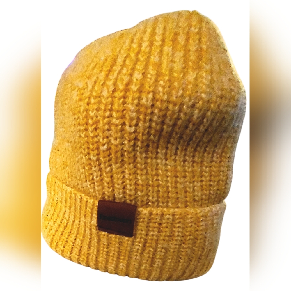 Mustard Yellow Cuffed Beanie Hat
